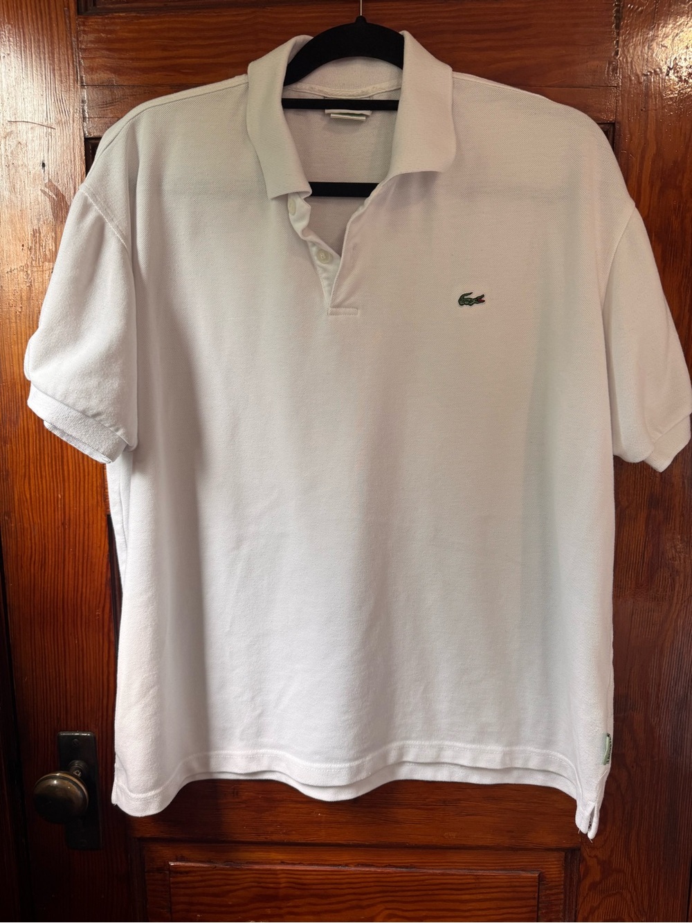 Lacoste Men's White Polo with Green Crocodile Logo